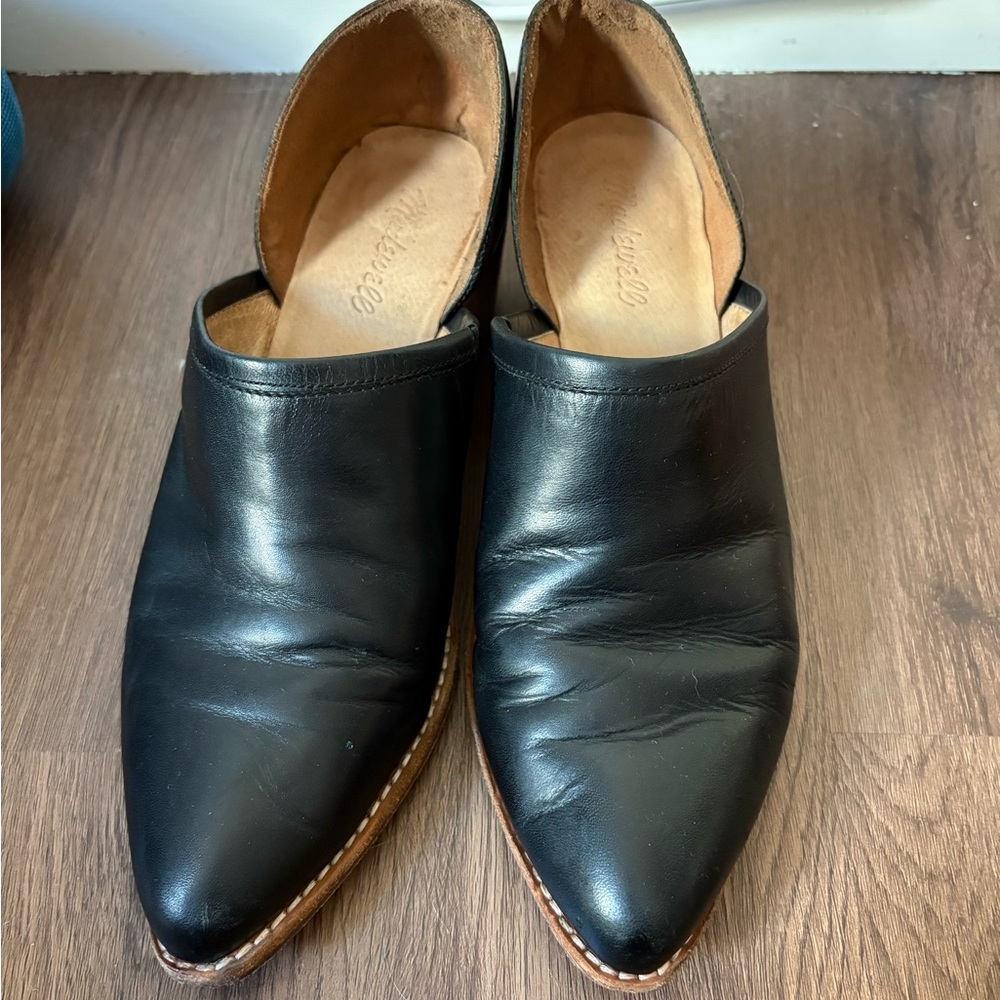 Madewell The Brady Lowcut Block Heel Bootie Black Leather English Saddle 9